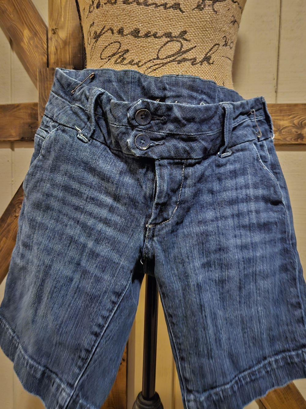 High-Waist Denim Shorts in Blue